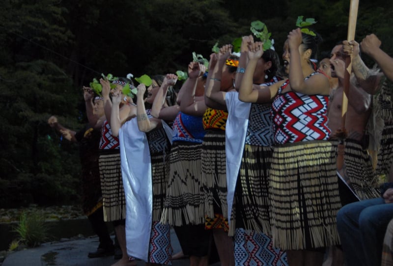 Māori welcome ceremony for Elton John at Bowl of Brooklands in New Plymouth.