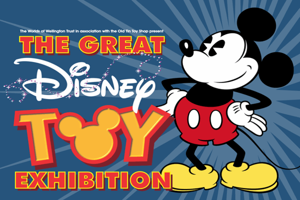Poster artwork for The Great Disney Toy Exhibition featuring Mickey Mouse.